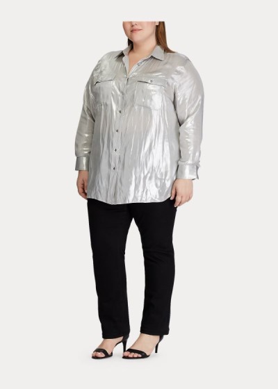 Women's Ralph Lauren Metallic Patch Pocket Shirts | 184352LZD